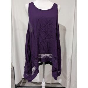 Intimately Free People Lace Trapeze Top Purple Lace Trim Women's Size Small NWT